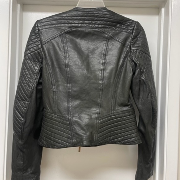 KAREN MILLEN Black Leather Moto Biker Jacket - Picture 9 of 11